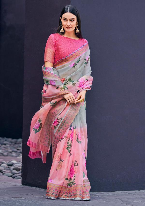Shangrila Rosey Orgenza 3 Fancy Party Wear Digital Printed Saree